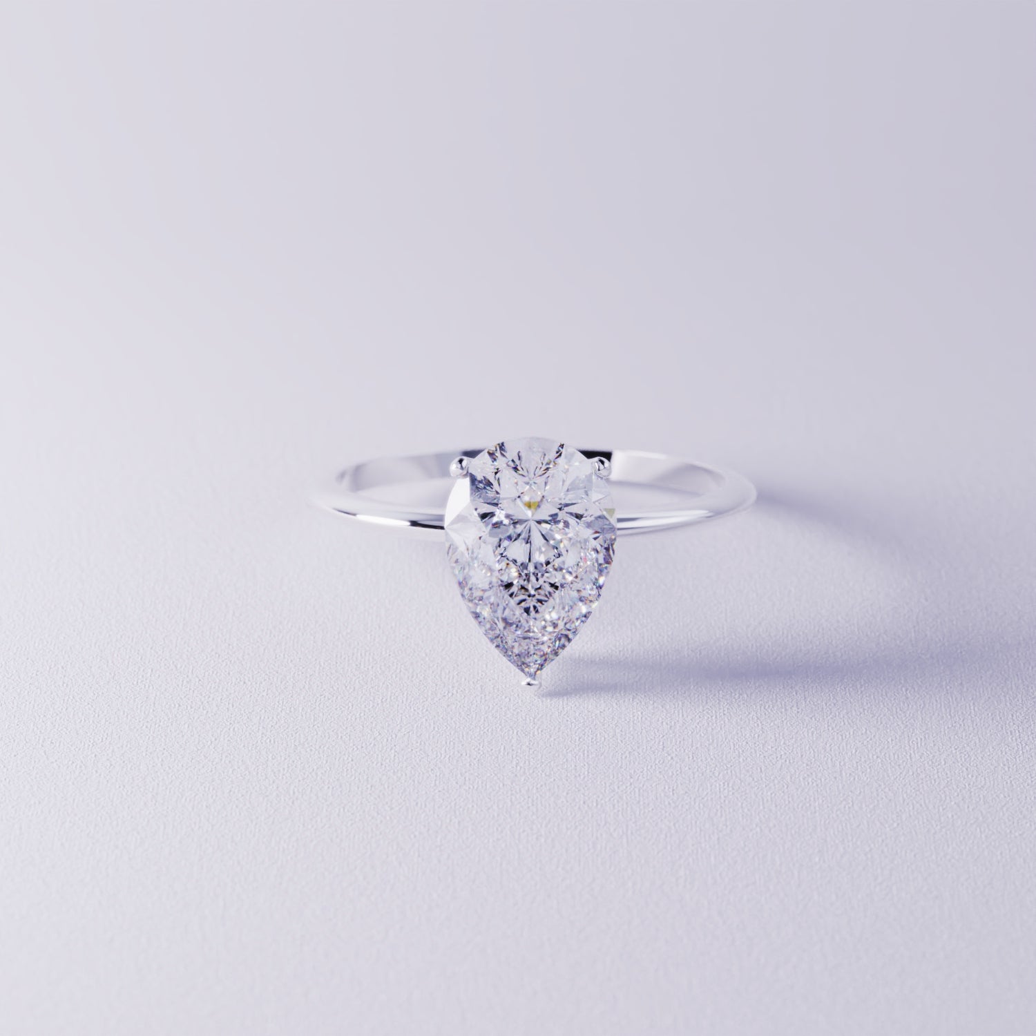 Solitaire 14K White Gold Pear Cut 2CT Moissanite Diamond Ring