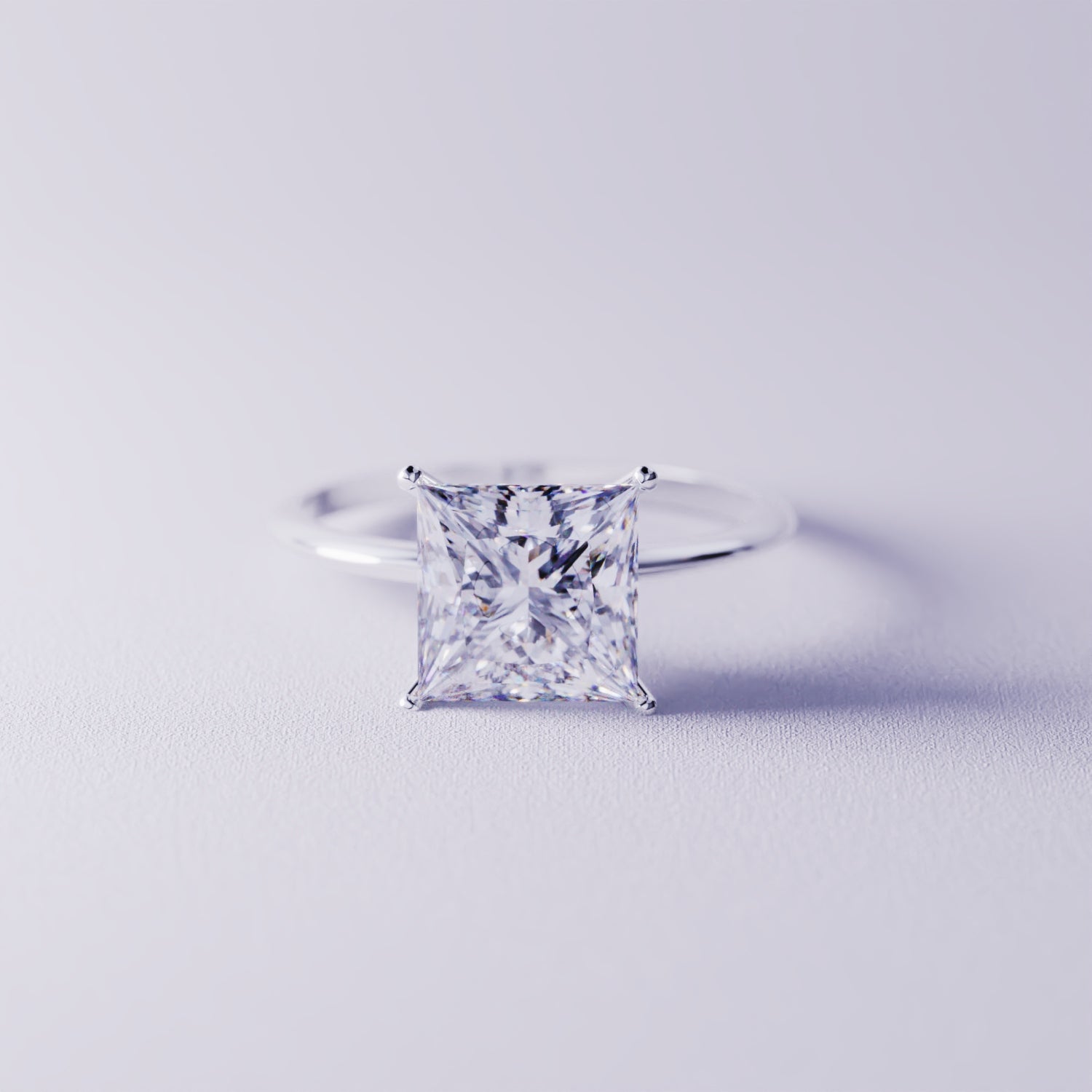 Solitaire 14K White Gold Princess Cut 2CT Moissanite Diamond Ring