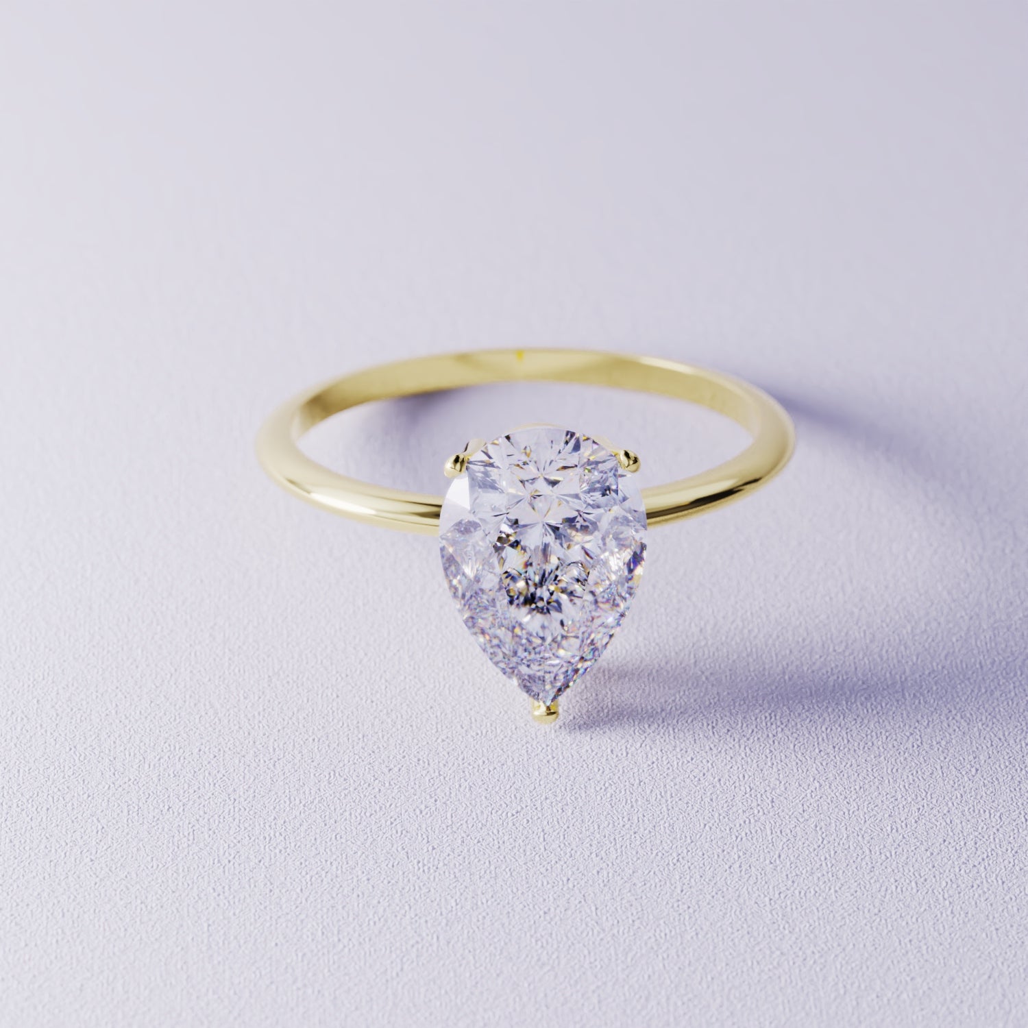 Solitaire 14K Gold Pear Cut 2CT Moissanite Diamond Ring
